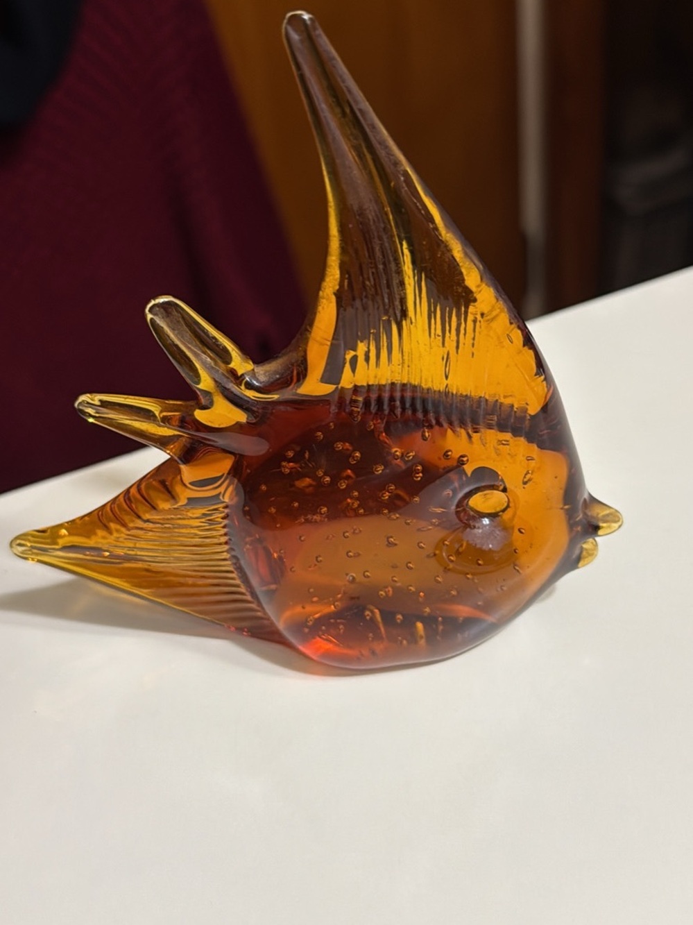 Amber Glass Fish Figurine Decorative Aquarium Accent
